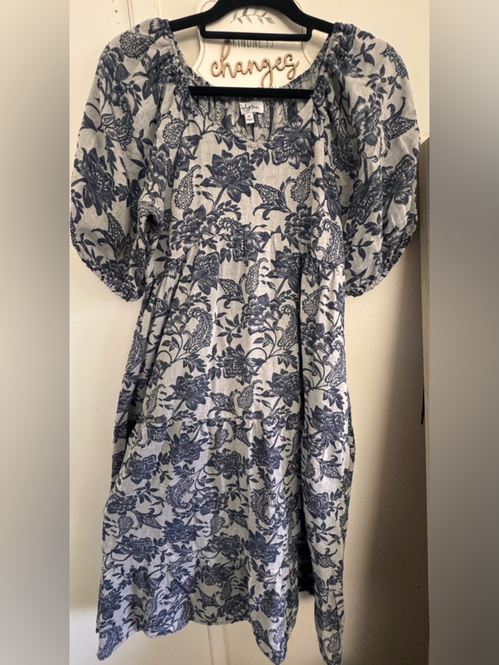 Polagram Blue Floral Midi Dress